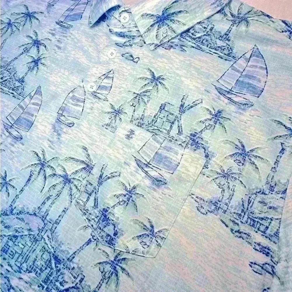 Izod Saltwater Relaxed Classics Fishing Hawaiian Polo Mens Short Sleeve Size XL - Picture 8 of 10